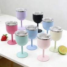 1个4盎司不锈钢葡萄酒杯 | 304内胆和PP外壳，防摔葡萄酒杯 | 户外派对便携式高脚杯 - 彩色 - 查看 5