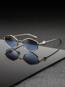 一副男士金属几何多边形镜框眼镜，简约精致的欧式奢华风格，时尚眼镜，适合车展、高尔夫、商务活动等场合。 - 彩色 - 查看 15