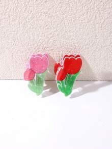2 piezas de pinzas para el cabello con flores de tulipán frescas y dulces, pinza elegante para moño medio en la parte posterior de la cabeza, pinzas sin costuras para coleta para niñas, adecuadas para salidas, deportes, compras, fiestas, reuniones, cenas, vacaciones, actuaciones, té de la tarde, accesorios versátiles para el cabello, regalo ideal para el Día de San Valentín, Acción de Gracias, regreso a la escuela, cumpleaños, vacaciones - Multicolor - Ver 13