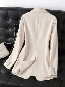女士春秋季单排扣长袖办公/休闲西装外套 - 米色 - 查看 2
