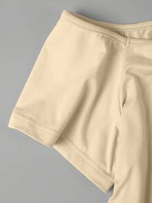 1 pieza Camiseta sin mangas de punto con estampado de leopardo y bloques de color, adecuada para vacaciones y playa en verano de manera casual - Beige claro - Ver 5