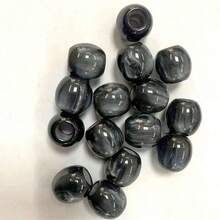 20颗 CHUPU 12mm 大孔树脂桶珠，适用于 DIY 首饰制作 - 多种颜色（白色、米色、棕色、绿色），带有大理石纹理和斑点图案 - 非常适合制作手链、项链和工艺品，抛光质感珠子，CHUPU - 彩色 - 查看 4