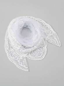1pc Fashion Women's High-Quality Lightweight Floral Embroidered 80cm Bandana Scarf, Wedding Accessories, Head Scarf For Women, Suitable For Weddings, Parties, Gatherings, All Seasons - A - Xem 4