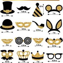 17pcs Birthday Photography Studio Prop Set, Black And Gold Party Photography Studio Props, Easy To Assemble DIY Party Photo Shoot Props, Birthday Selfie Props, Graduation Photo Studio Props For Women And Girls - Gold - View 4