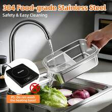 24000mAh Cordless Rechargeable Heated Lunch Box - 1.2L Scheduled Heating With Digital Display, 304 Stainless Steel Food-Contact Portable Food Warmer, Dishwasher Smart Timer For Office Travel Camping Road Trips, Battery-Powered With Spoon Fork Insulated Carrying Bag, Holiday Gift For Family Colleagues On-The-Go Dining - Black - View 7