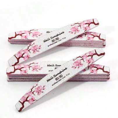2pcs Crescent-Shaped Washable Nail Files, 80/80 Grit