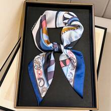 1pc Modern Art Swirl Paisley Print Scarf, Versatile High-End Decorative Silk Scarf For Women,Beach,Holiday - Multicolor - View 15