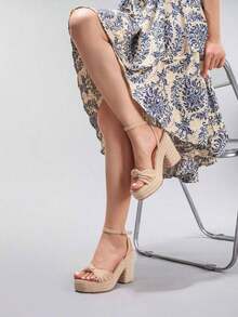 Rope Platform Wedge Twisted Open Toe Summer Vacation Casual High Heel Waterproof Sandals, Daily Fashion Women Shoes,Travel Essential - Quả mơ 2 - Xem 6