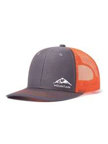 Boné de beisebol com estampa de montanha e letras, modelo trucker, em tela, poliéster, versátil para uso diário, ideal para presentear familiares, amigos, namorado(a), no Natal, Dia das Mães, Dia dos Pais, Dia dos Professores e aniversários. - Multicolorido - Ver 13