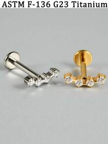 1PC G23 Titanium Solid Arc Moon Cartilage Earring Stud Lip Labret 4/5/7/11/9/11/16PCS Cubic Zirconia Paved Flat Back Internally Threaded Helix Ear Tragus Conch Lobe Earring 18k Golden Plated Piercing Jewelry Unsiex In Daily Life - vàng titan - Xem 9