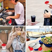 1个大号盐和胡椒瓶，防潮收藏盐瓶，露营野餐户外厨房午餐盒，旅行调料套装，透明红色盖子塑料密封调料罐，烧烤调味罐，粉末涂抹器 - 彩色 - 查看 6