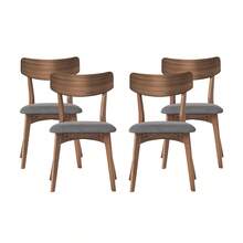 Christopher Knight Home ®   Sillas de Comedor Tapizadas con Estructura de Madera de Nogal Estilo Mid-Century (Juego de 2) (Gris Oscuro) RR - Gris oscuro + Nogal + Tela + Madera de caucho - Ver 11