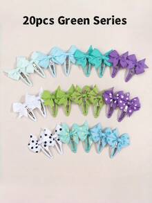 20pcs Bowknot Snap Hair Clips, Premium Satin Ribbon 2 Inch Hair Clips, Non-Slip Hair Accessories Suitable For Baby Girls - Multicolor - View 4