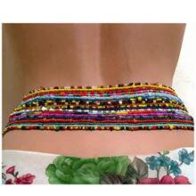 Handmade Bohemian Style Multi-Color Chain, Waist Chain, Belt, Bikini Chain, Beach Decor, Fashion Beach Party, Music Festival, Pool Party, Valentine's Day, Mother's Day, Anniversary, Birthday Gift, Eye-Catching Accessory, Belly Dance - Multicolor - View 4