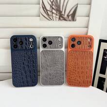 1 chiếc ốp lưng điện thoại da PU cao cấp họa tiết cá sấu, phủ lớp sơn kim loại, bảo vệ toàn diện chất lượng cao, chống sốc, tương thích với iPhone 17 Pro Max 17 Pro - trái cam - Xem 8