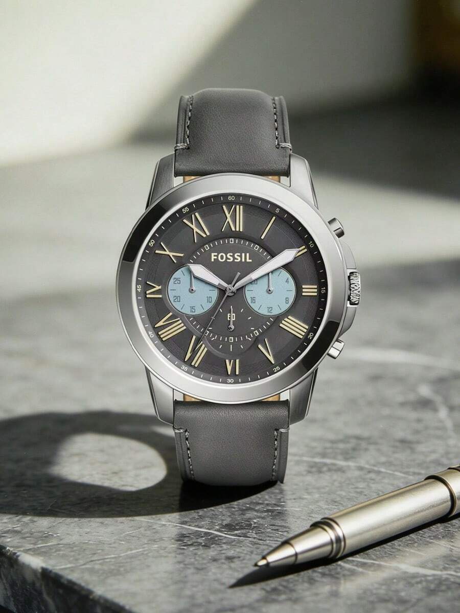 Fossil Grant 枪灰色表盘男士计时腕表 FS5183 - 黑色 - 查看 1