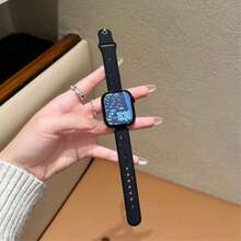 Delicate Hollow Star Breathable Silicone Band, Universal 38mm 40mm 41mm 42mm 44mm 45mm 49mm, (One-Second Quick Release), Compatible With Series 1/2/3/4/5/6/7/8/9/10/SE/Ultra, Sports & Casual, Excellent Gift Choice, Watch Accessory - Black - View 2
