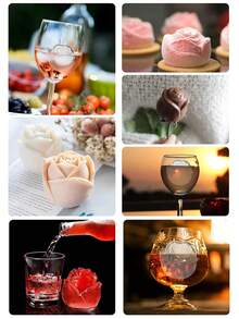 1 pièce Moule à glaçons en silicone 4 cavités, glaçons en forme de crâne, rose, diamant pour whisky - Noir - Voir 6