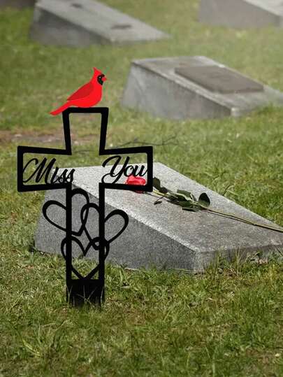 1pc Grave Cross Reaper Flower Decor Garden Yard Stake