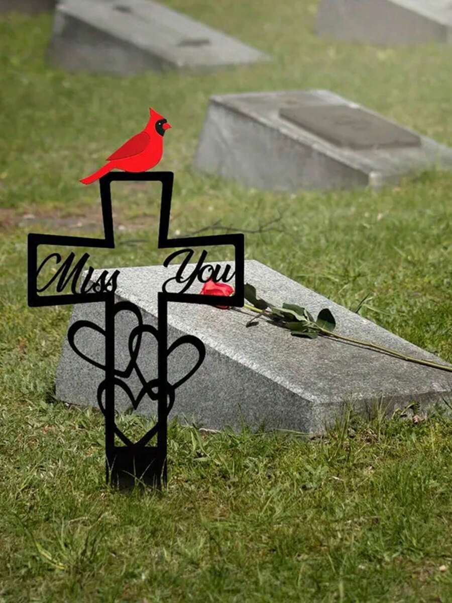 1pc Grave Cross Reaper Flower Decor Garden Yard Stake - Courtyard Plugin - View 1