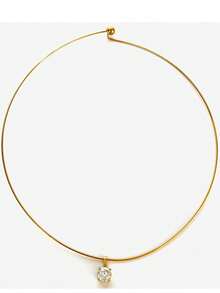 Monlansher 新款不锈钢几何锆石吊坠颈链，时尚简约，个性百搭，适合日常佩戴，女士必备。 - 金色 - 查看 9