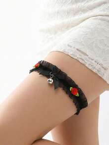 Dây nịt đùi co giãn viền ren gợi cảm có chuông, phụ kiện dây nịt chân ren quyến rũ dành cho cô dâu. - Nhiều màu - Xem 6