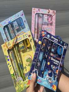 Bộ văn phòng phẩm hoạt hình dành cho trẻ em, quà tặng học tập sáng tạo, hộp đựng văn phòng phẩm và bộ 6 món, thích hợp làm quà tặng học tập, quà tặng cho trẻ em, quà tặng tựu trường, dụng cụ học tập. - Nhiều màu - Xem 2