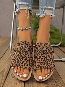 Sandalias planas de punta cerrada para mujer | Sandalias con hebilla ajustable y plantilla de corcho | Zapatos versátiles para verano, playa y vacaciones - Marrón - Ver 5