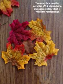 Approx. 10/100pcs Artificial Maple Leaves, Multi-Color Mixed Fake Autumn Leaves Decor, Suitable For Home Fall Decoration, Halloween, Thanksgiving, Wedding, Events, Party Craft, Tabletop Decor, Artificial Flowers And Plants - Multicolor - View 13