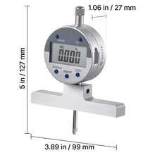 Depth Gauge, Depth Micrometer Digital Electronic Indicator 0-22 Inch Measuring Range, 0.0005" Resolution, Precision Unit Conversion With 4 Anvils, Measuring Tool For Groove, Step, Hole - Depth: 0–22 Inches - View 10