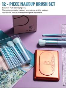Bộ cọ trang điểm cầm tay BS-MALL 12 món màu xanh dương, dụng cụ trang điểm tiết kiệm không gian. - Màu xanh lam - Xem 2