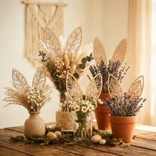 12pcs Wooden Craft Rabbit Ear Garden Decor Stakes, Outdoor Flower Bed Farm Decoration - A - View 5
