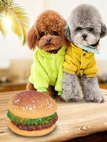 会发出吱吱声的汉堡包狗狗玩具，逼真的食物造型互动宠物玩具，适合咀嚼和磨牙 - 彩色 - 查看 3