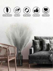 1/10/14/20pcs Artificial Reed Grass, 21.65 Inches/55cm, Suitable For Wedding, Office, Party, Garden, Farmhouse, Dining Table, Fireplace, Faux Flowers, Autumn Decoration, Thanksgiving, Halloween, Christmas Decoration, Party Decoration, Home Decor - Black - View 5