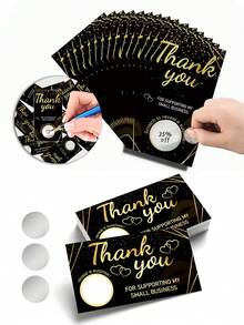 50Pcs Black Gold Scratch Off Stickers 2 Designs Surprise Gift Cards For Christmas Party Game Prizes Teacher Rewards Family Gatherings - Scratch Card - View 1