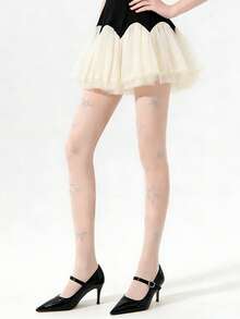 1 Pair Women's Spring Summer Star Rhinestone Sheer Tights, Sexy Shiny Nylon Stockings For Party, Festival & Daily Wear - Multicolor - View 5