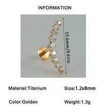 1PC G23 Titanium Solid Arc Moon Cartilage Earring Stud Lip Labret 4/5/7/11/9/11/16PCS Cubic Zirconia Paved Flat Back Internally Threaded Helix Ear Tragus Conch Lobe Earring 18k Golden Plated Piercing Jewelry Unsiex In Daily Life - vàng titan - Xem 16