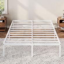 Allewie Queen Bed Frame, 12 Inch Metal Platform Beds With Storage Space, No Box Spring Required And Easy Assembly, White - 黑色 - 查看 1