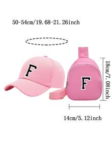 2pcs/Set Kids Baseball Cap & Mini Backpack, Outdoor Sun Hat With Strap For Boys & Girls, UV Protection, Ages 3-12 - Pink - View 6
