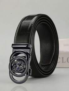 Men's Automatic Buckle Genuine Leather Belt, Classic Letter Design - Multicolor - View 4