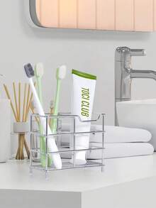 5-Slot 304 Stainless Steel Bathroom Multifunctional Toothbrush Holder, Toothpaste Rack, Bathroom Storage Shelf, Makeup Organizer, Draining Rack, Bathroom Decor - Multicolor - View 9