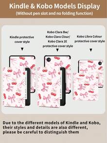 Kingsung Ốp máy tính bảng họa tiết nơ và anh đào, tương thích với iPad 9.7/10.2/10.5/10.9/12.9/Pro 11, thế hệ thứ 10, Air 8 (M4) 2026 (11/13 inch), tương thích với Samsung Galaxy Tab S6 Lite 10.4 inch, tương thích với Kindle Paperwhite thế hệ thứ 12 2024, Kindle thế hệ thứ 11 2022. Chống rơi vỡ, chân đế thông minh/tự động bật/tắt màn hình. - Nhiều màu - Xem 11