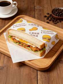 Giấy gói hamburger dùng một lần, kích thước 29,5cm x 28cm, chống dầu mỡ và chống thấm nước, giấy nướng dùng để gói gà. - Giấy gói bánh hamburger bổ dưỡng và đa dạng - Xem 7