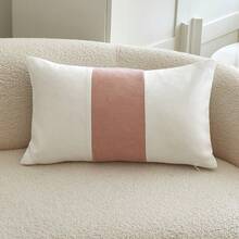 1pc Pink Chenille Striped Patchwork Throw Pillow Cover, Suitable For Indoor Decor, All Season Pillow Sham, Pillow Insert Not Included - Pink - View 12