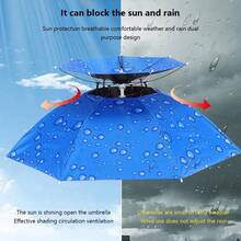 Umbrella Hat, Suitable For Camping And Fishing, Elastic Headband Umbrella Hat, UV Protection Umbrella Hat - B - View 3