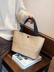 Túi xách nữ bằng rơm, túi đeo vai thời trang dung tích lớn, túi tote dệt. - Nhiều màu - Xem 8