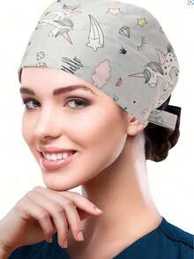 1pc Printed Drawstring Surgical Cap, Suitable For Doctors, Nurses, Medical Staff, Home Use,Summer,Beach,Hat,Holiday,Travel - Multicolor - View 18