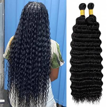 22 Zoll 2 Packungen Boho-Haar zum Flechten, lange lockige Flechthaare in Wellenform, Ozeanwellen-Flechthaare für Boho-Zöpfe/ Boho Bora Bora Zöpfe