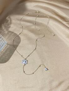 LADYCOCO 1件时尚优雅不锈钢链镶钻吊坠项链，Y字形项链，适合女性佩戴 - 金色 - 查看 4