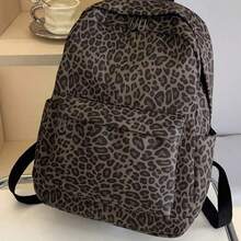 Mochila de gran capacidad versátil de unicolor simple para estudiantes, de vuelta a la escuela - Café integral - Ver 5